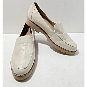 Vionic Kensley Patent Leather Loafers Arch Support Cream Sz 6.5 Minimalist